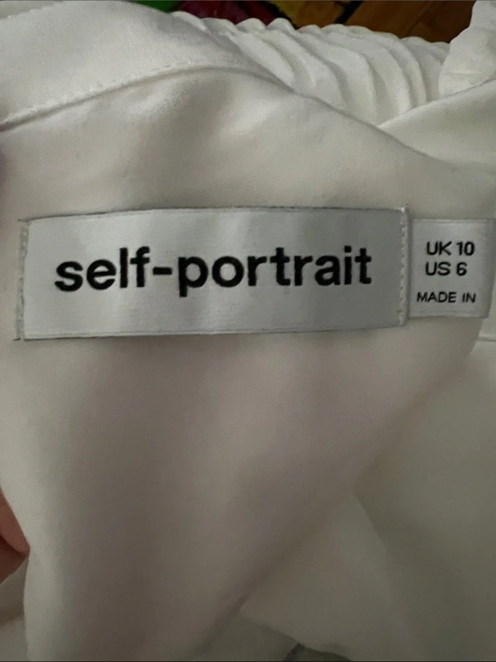 Self Portrait Ivory Ruffled Bib Mini Dress Women’s 6 - Picture 6 of 8